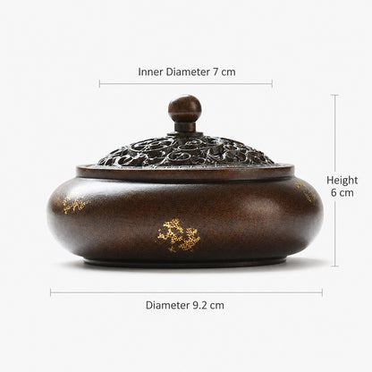 Classic Chinese Hand-Gilded Brass Incense Burner