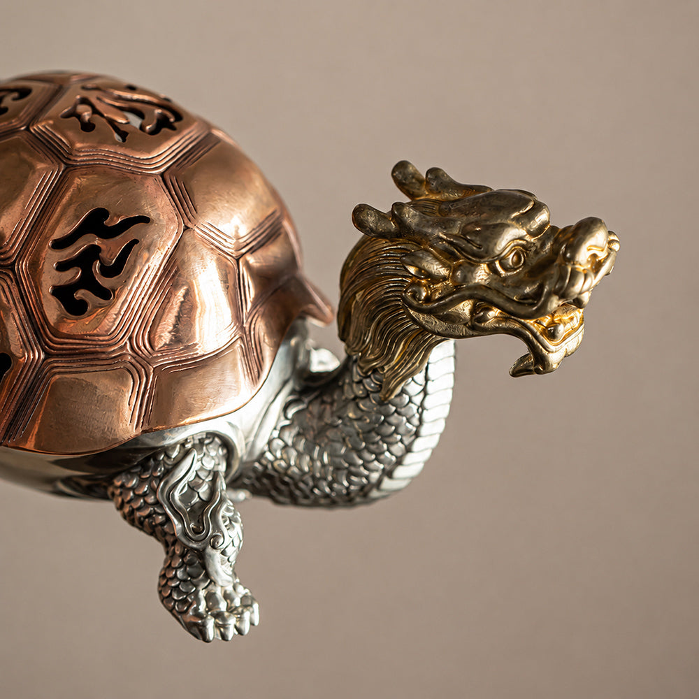 Copper Dragon Turtle Chinese Incense Burner