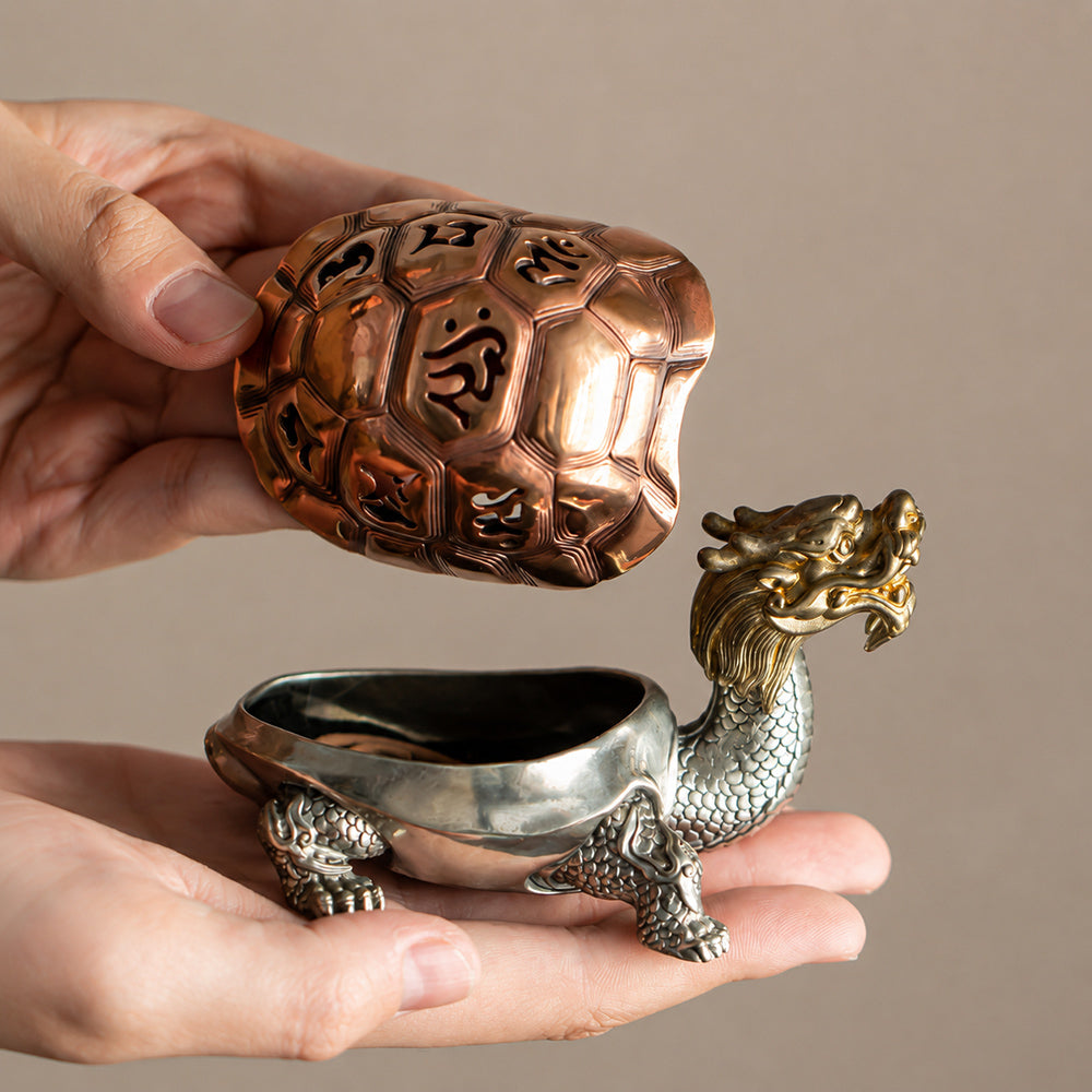 Copper Dragon Turtle Chinese Incense Burner