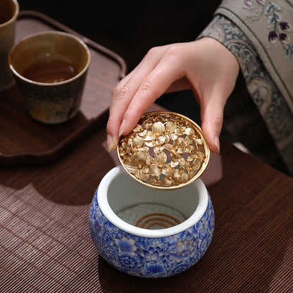 Blue &amp; White Floral Porcelain Incense Burner