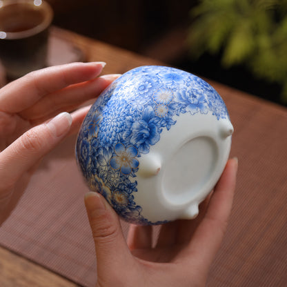 Blue &amp; White Floral Porcelain Incense Burner