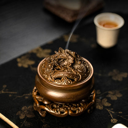 Vintage-Style Solid Dragon Brass Incense Burner