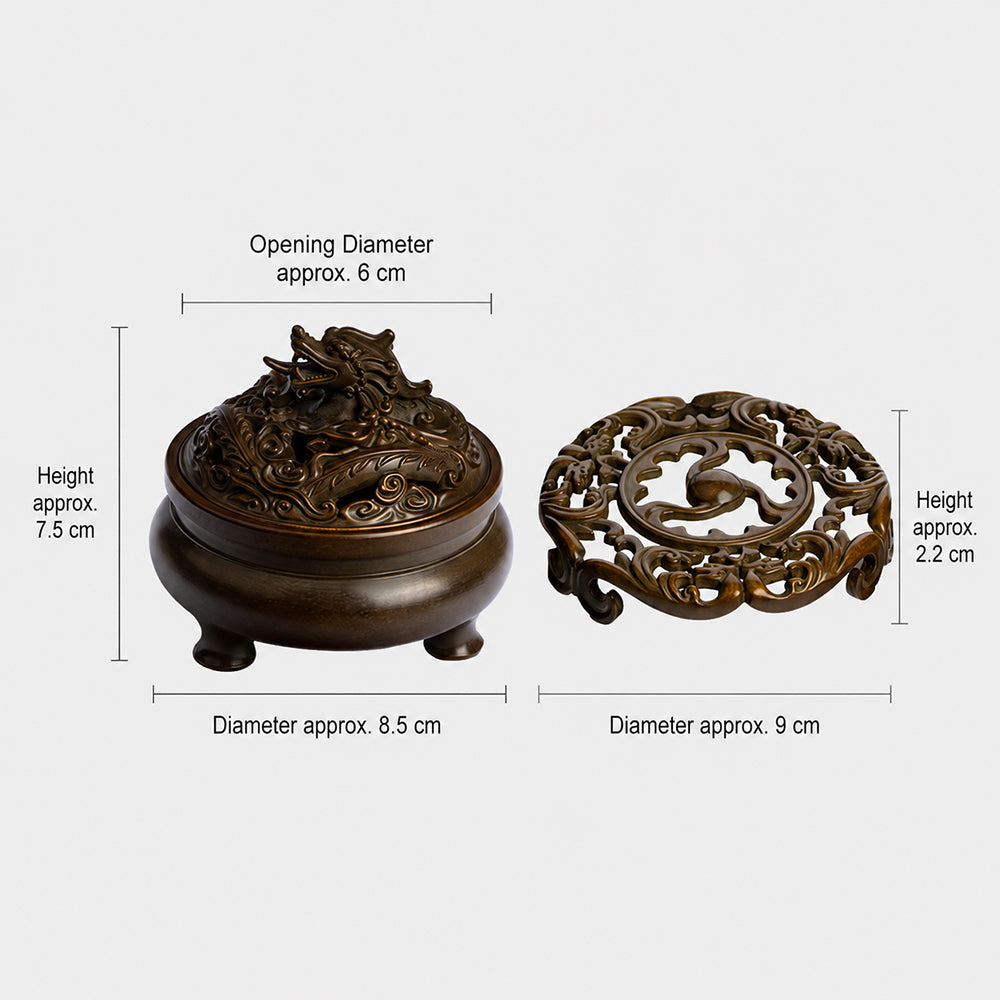 Vintage-Style Solid Dragon Brass Incense Burner
