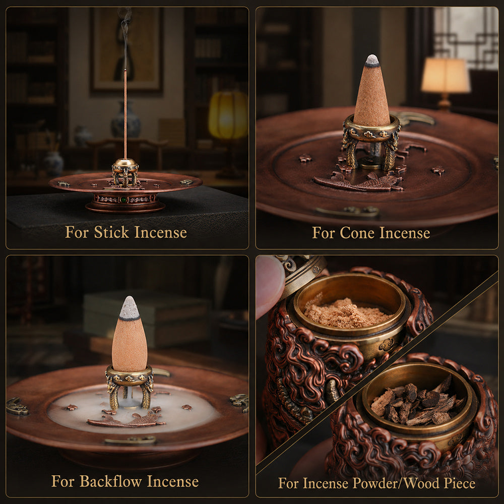 Multifunctional Brass Dragon Incense Burner