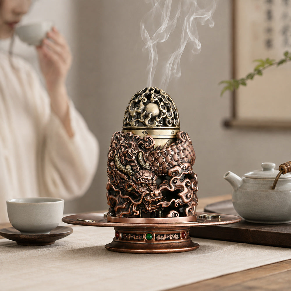 Multifunctional Brass Dragon Incense Burner