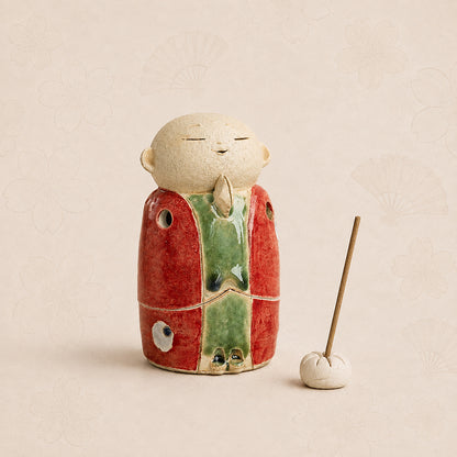 Japanese Jizo-Inspired Ceramic Incense Burner