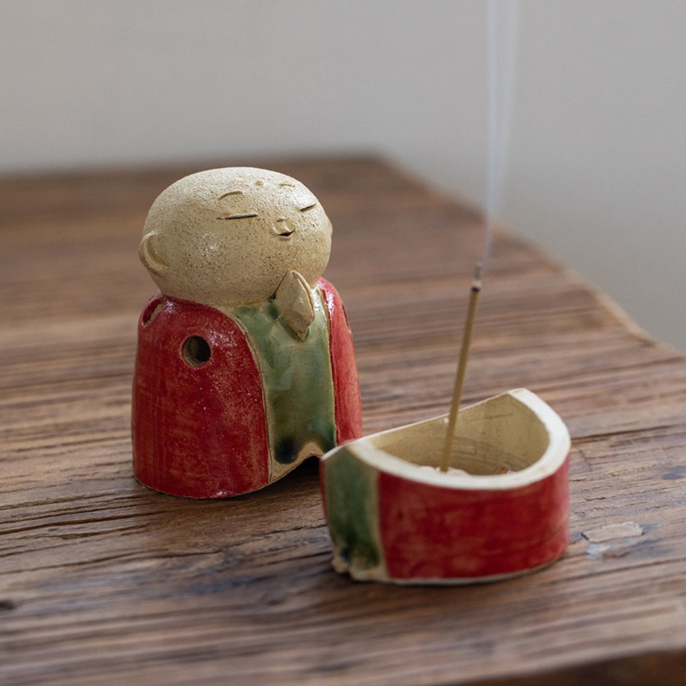 Japanese Jizo-Inspired Ceramic Incense Burner