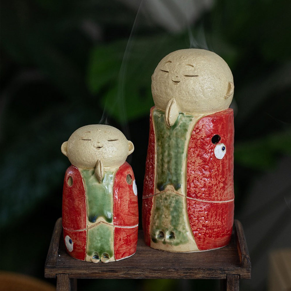 Japanese Jizo-Inspired Ceramic Incense Burner