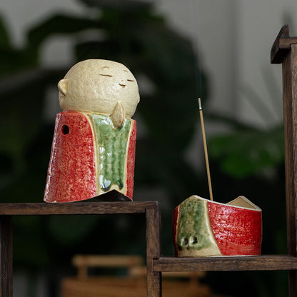 Japanese Jizo-Inspired Ceramic Incense Burner