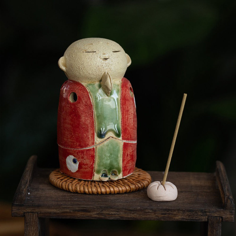 Japanese Jizo-Inspired Ceramic Incense Burner