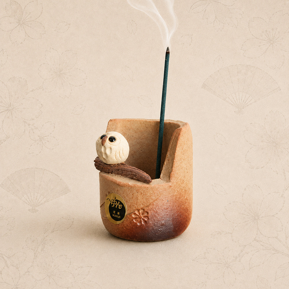 Handmade Clay Japanese Owl Incense Holder