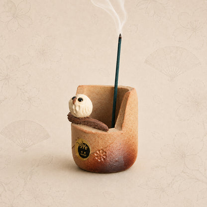 Handmade Clay Japanese Owl Incense Holder