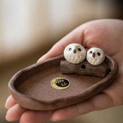 Handmade Clay Japanese Owl Incense Holder