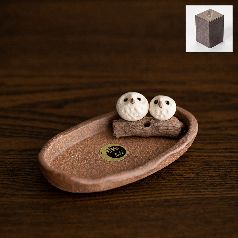 Handmade Clay Japanese Owl Incense Holder