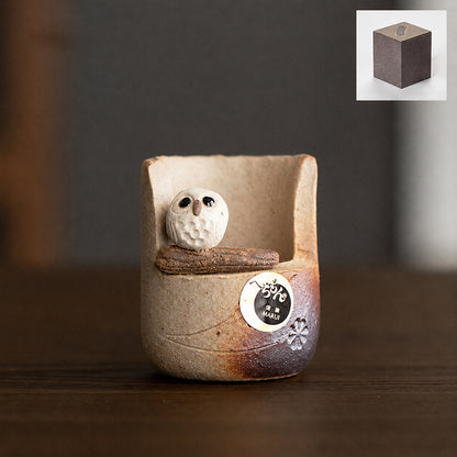 Handmade Clay Japanese Owl Incense Holder