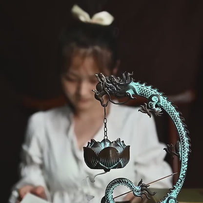 Copper Dragon Hanging Lotus Incense Burner