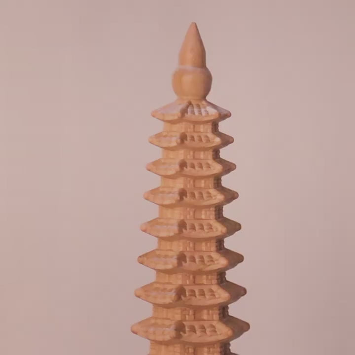 Natural Peach Wood Wen Chang Pagoda