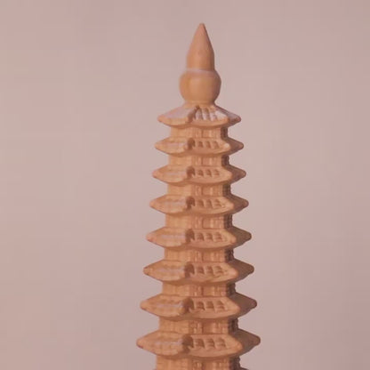 Natural Peach Wood Wen Chang Pagoda
