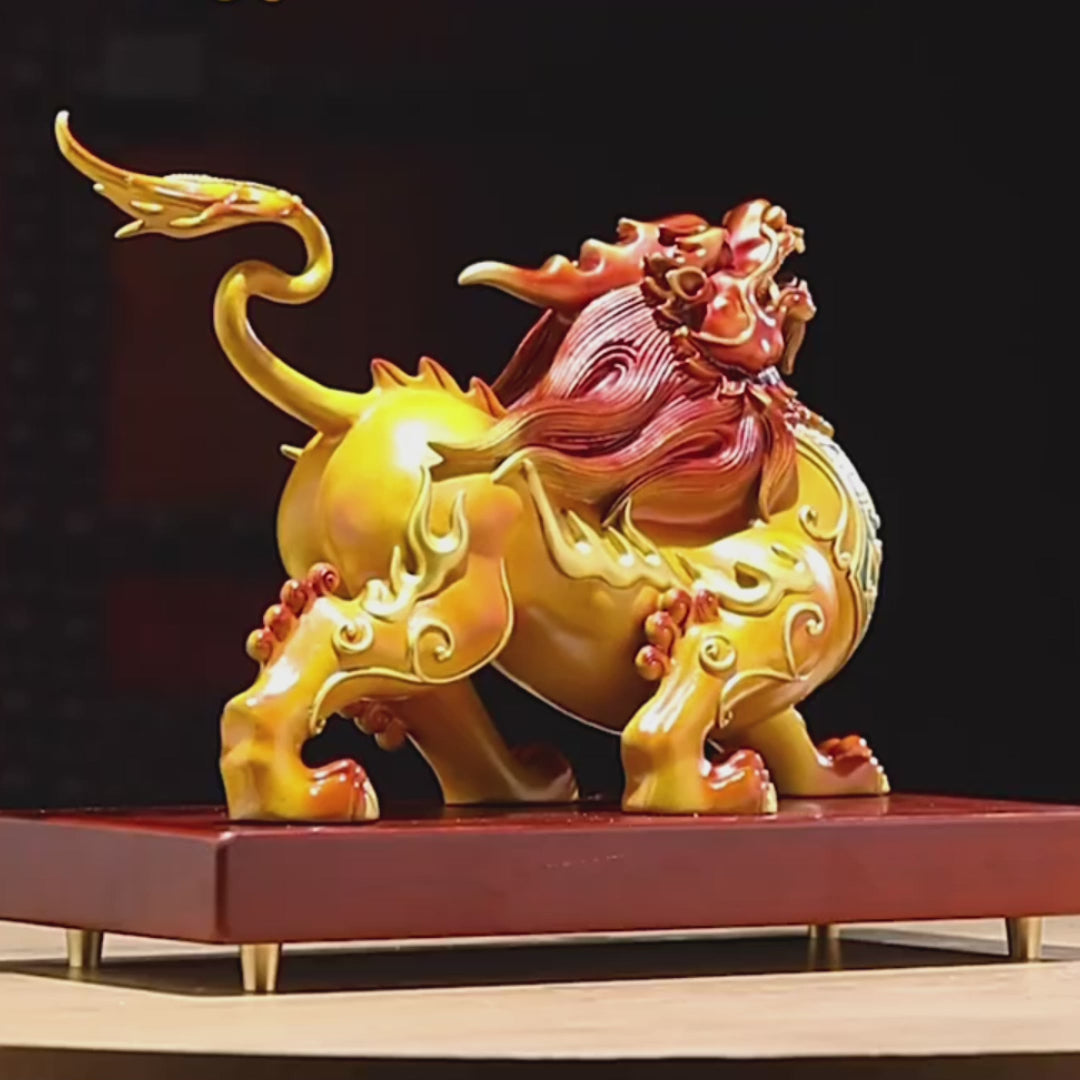 Brass Pixiu Pair Feng Shui Wealth Guardian Figurines