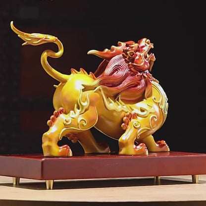 Brass Pixiu Pair Feng Shui Wealth Guardian Figurines