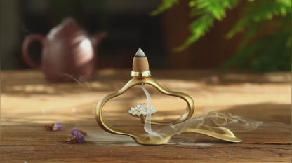 Pure Silver Lotus And  Brass Cloud Incense Holder