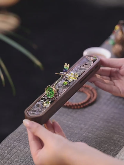 Black Walnut Enamel Hollow Incense Box
