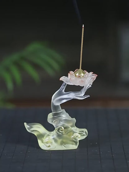 Coloured Glaze Lotus Stick Incense Holder