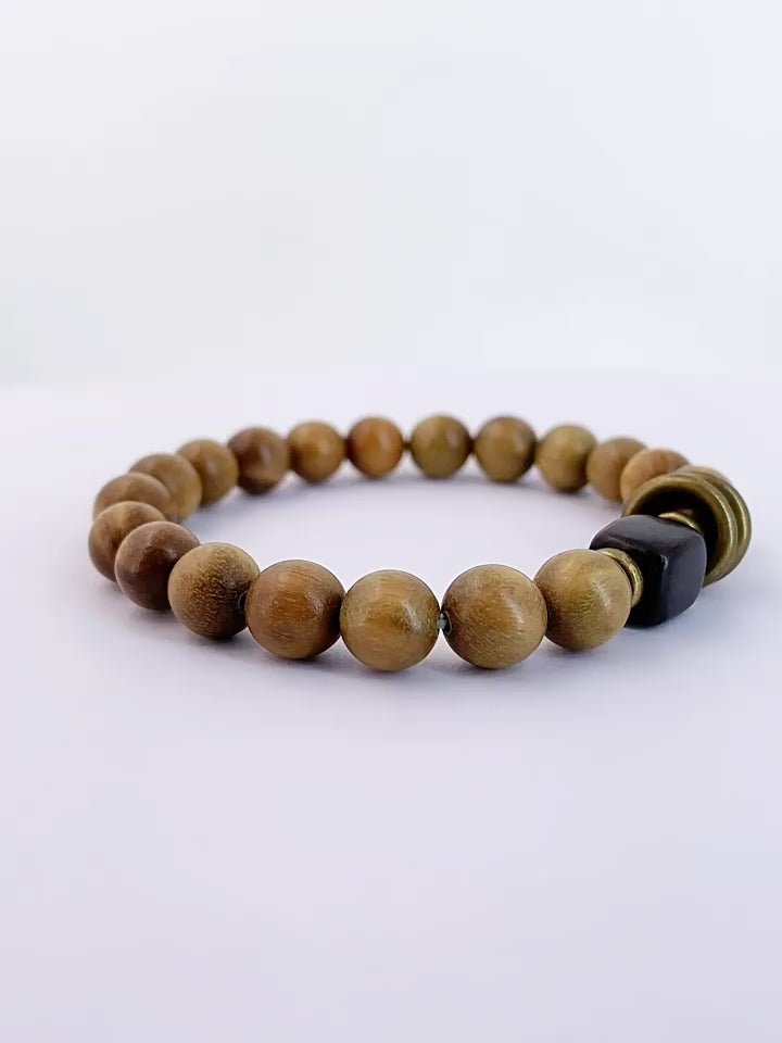 Handmade Green Sandalwood Beads Bracelet