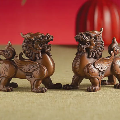 Bronze Pixiu Pair Feng Shui Wealth and Protection Decor