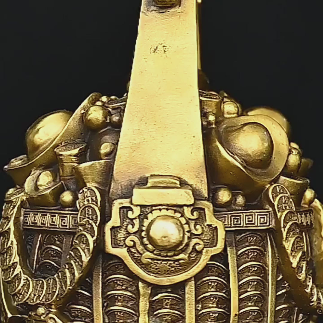 Solid Brass Gold Ingot Bamboo Basket