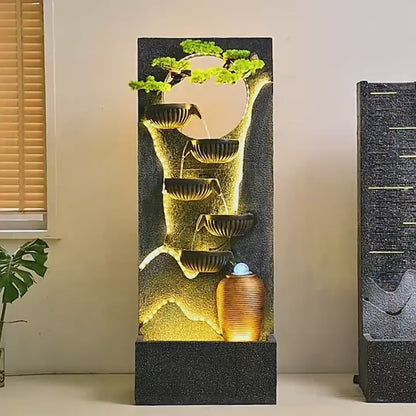 Indoor Waterfall Fountain With Rotating Bead And Illuminated Landscape