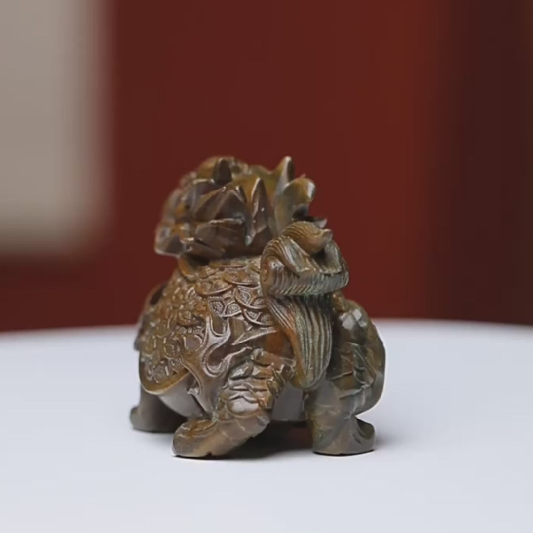 Natural Green Sandalwood Dragon Turtle