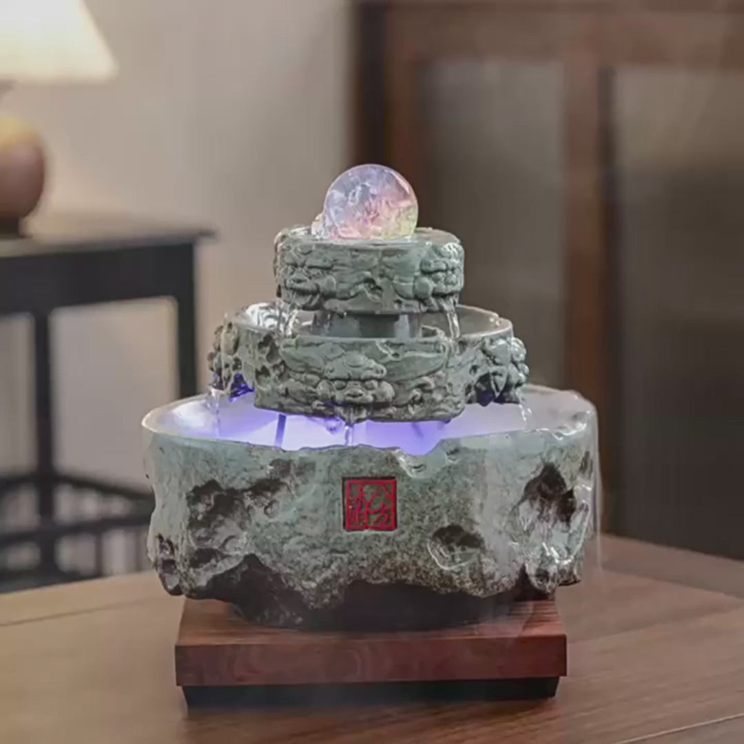 Crystal Mist Glaze Tabletop Water Fountain