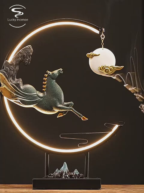 Flying Horse Backflow Incense Burner with LED Light