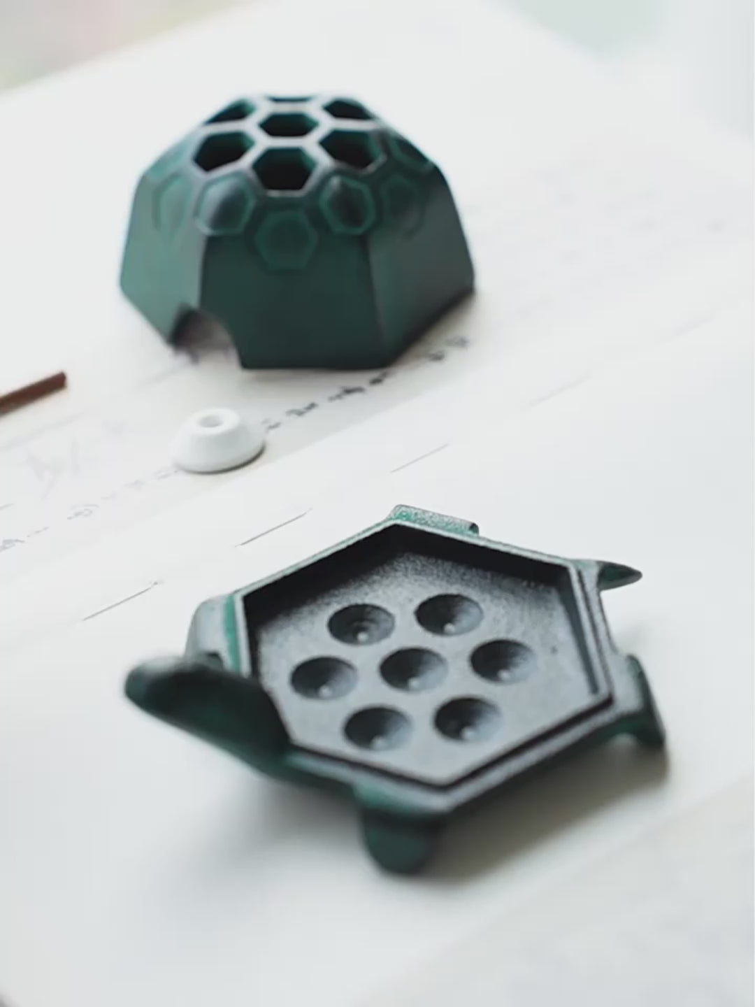 Cast Iron Japanese Incense Burner With Turtle Design