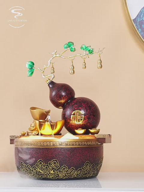 Gold Ingot Gourd Tabletop Water Fountain