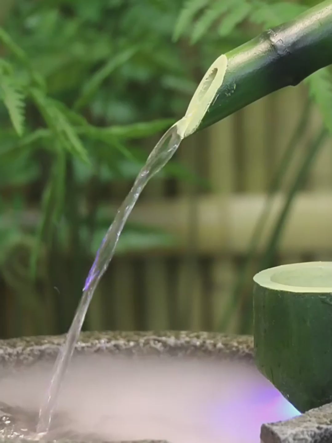 Bamboo Style with Hanging Lantern Water Fountain