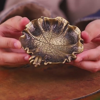 Lotus Leaf Brass Incense Holder