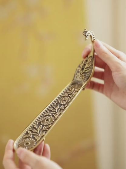 Peacock Brass Incense Holder