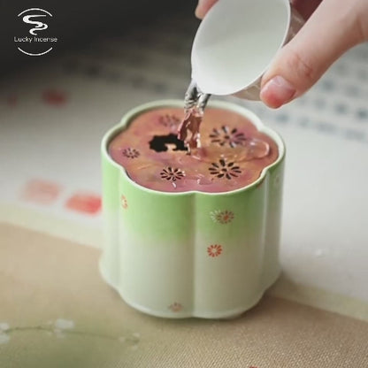Hand-Painted Plum Blossom Chinese Incense Burner