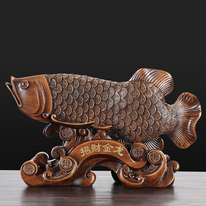 Ebony Wood Golden Dragon Fish