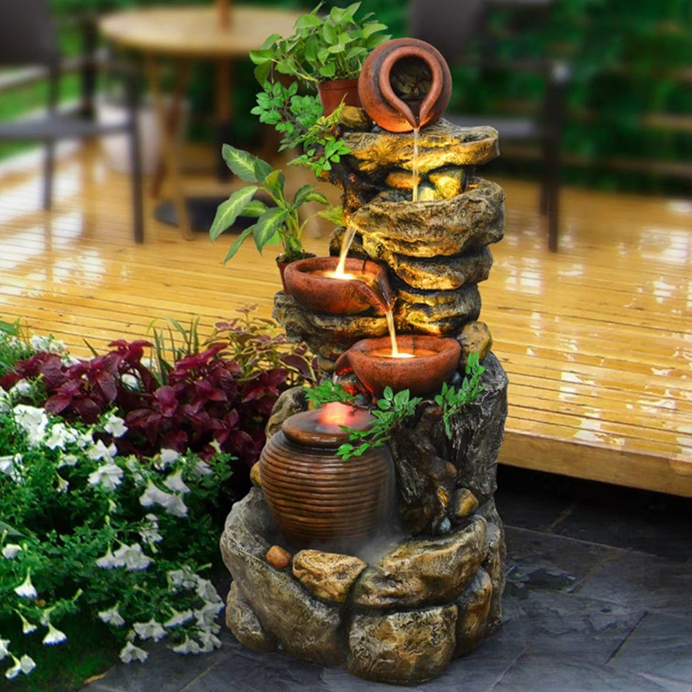 Rockery With Clay Pot Indoor Waterfall