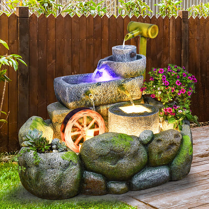 Chinese Style Rock Water Fountain With Fish Pond