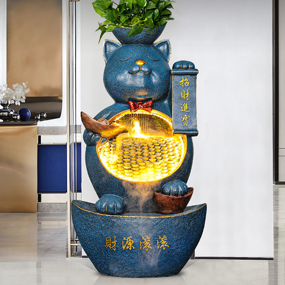 Maneki-neko Running Water Fountain Waterfall Decoration