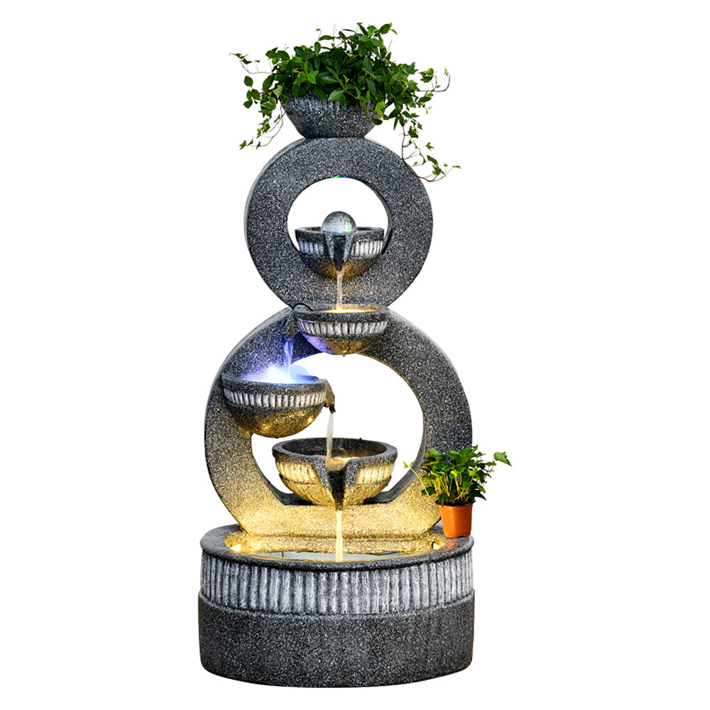 Gray Simple Indoor Fountain With Fish Tank