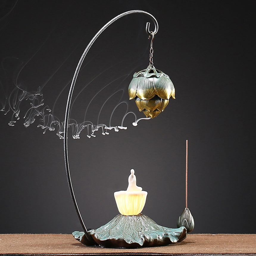 Lotus Ball Backflow Incense Burner With Light