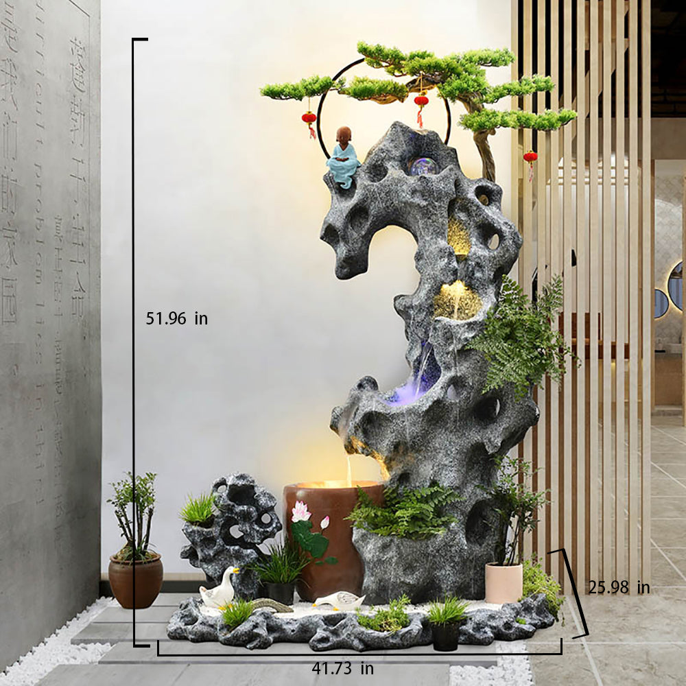 bonsai tree waterfall Large Rockery Water Fountain Waterfall With Sand Table – Lucky Incense