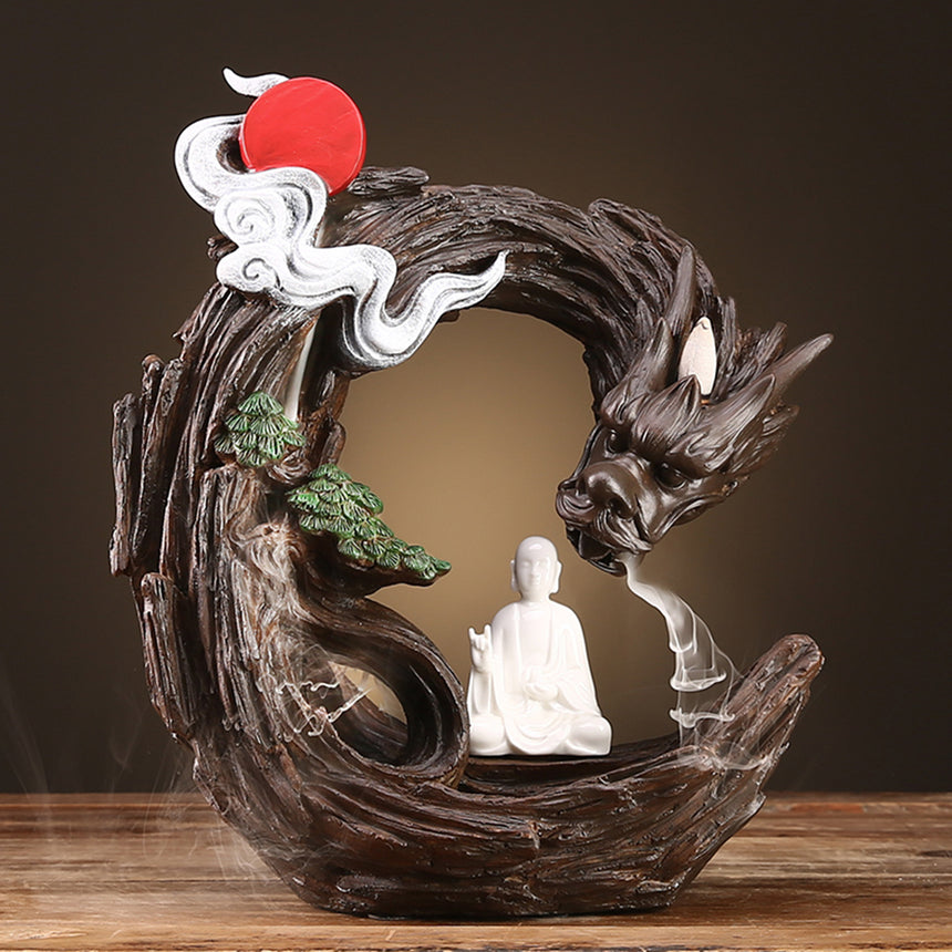 Dragon And Monk Backflow Incense Burner