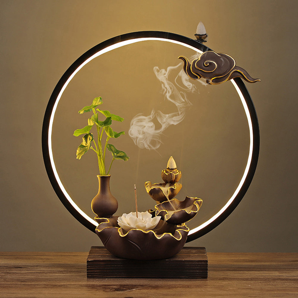 Lotus Pond Backflow Incense Burner Wit LED