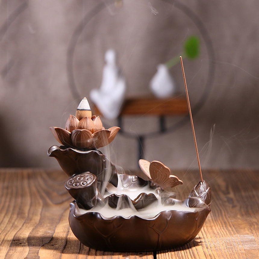 Lotus Pond Ceramic Backflow Incense Burner